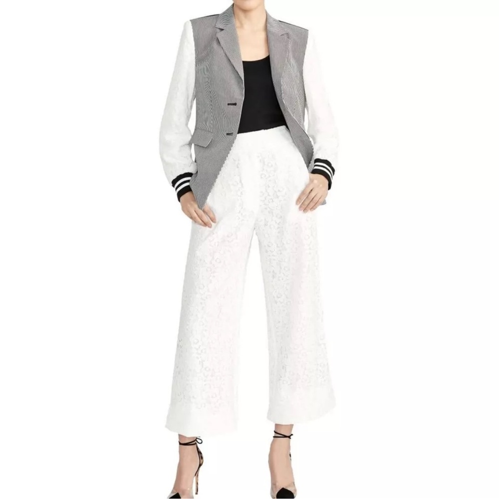 RACHEL Rachel Roy Striped Lace Sleeve Blazer Size 6 - Matching Lace Pants Size 4